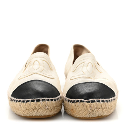 Chanel Lambskin CC Espadrilles 38 White Black 3 of 10