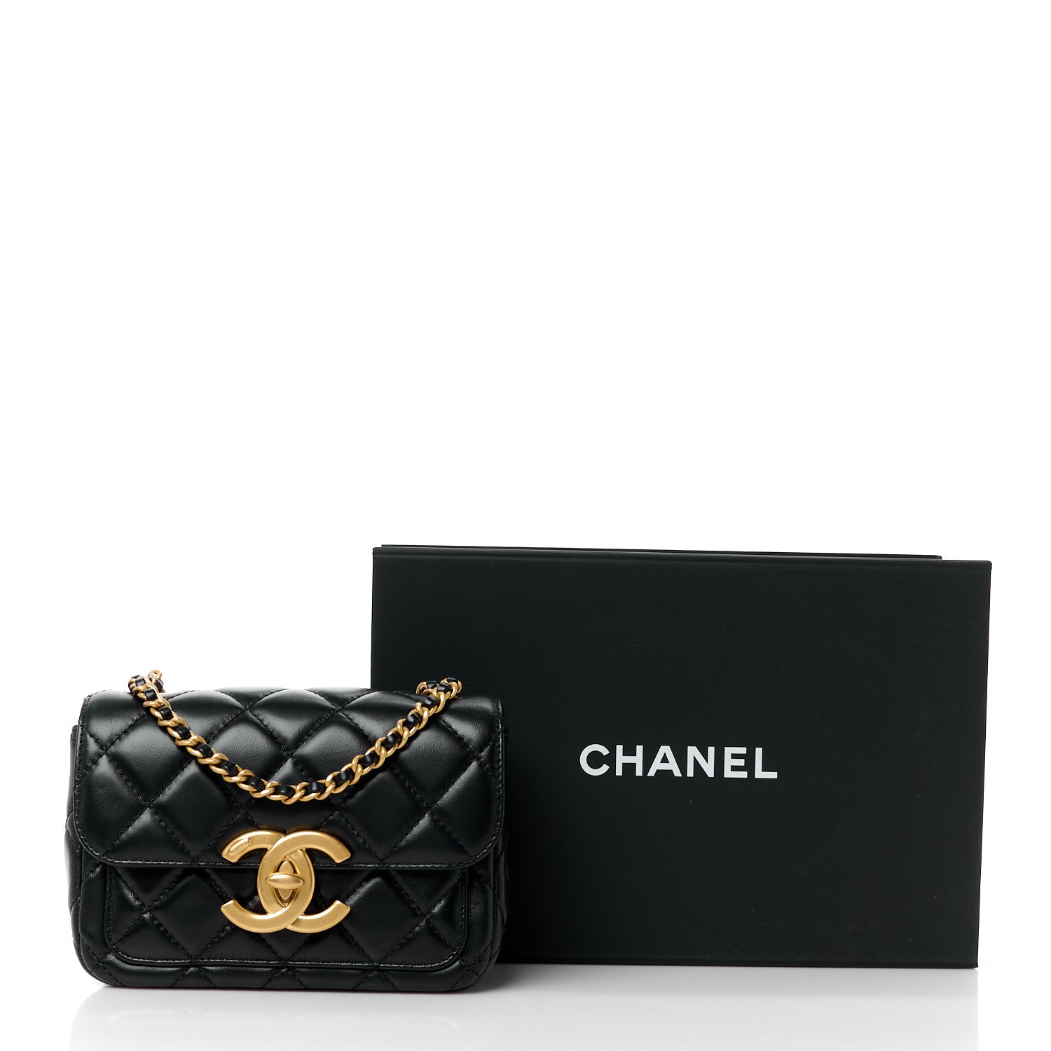 Chanel Shiny Lambskin Quilted Mini Maxi CC Flap Black 13 of 13