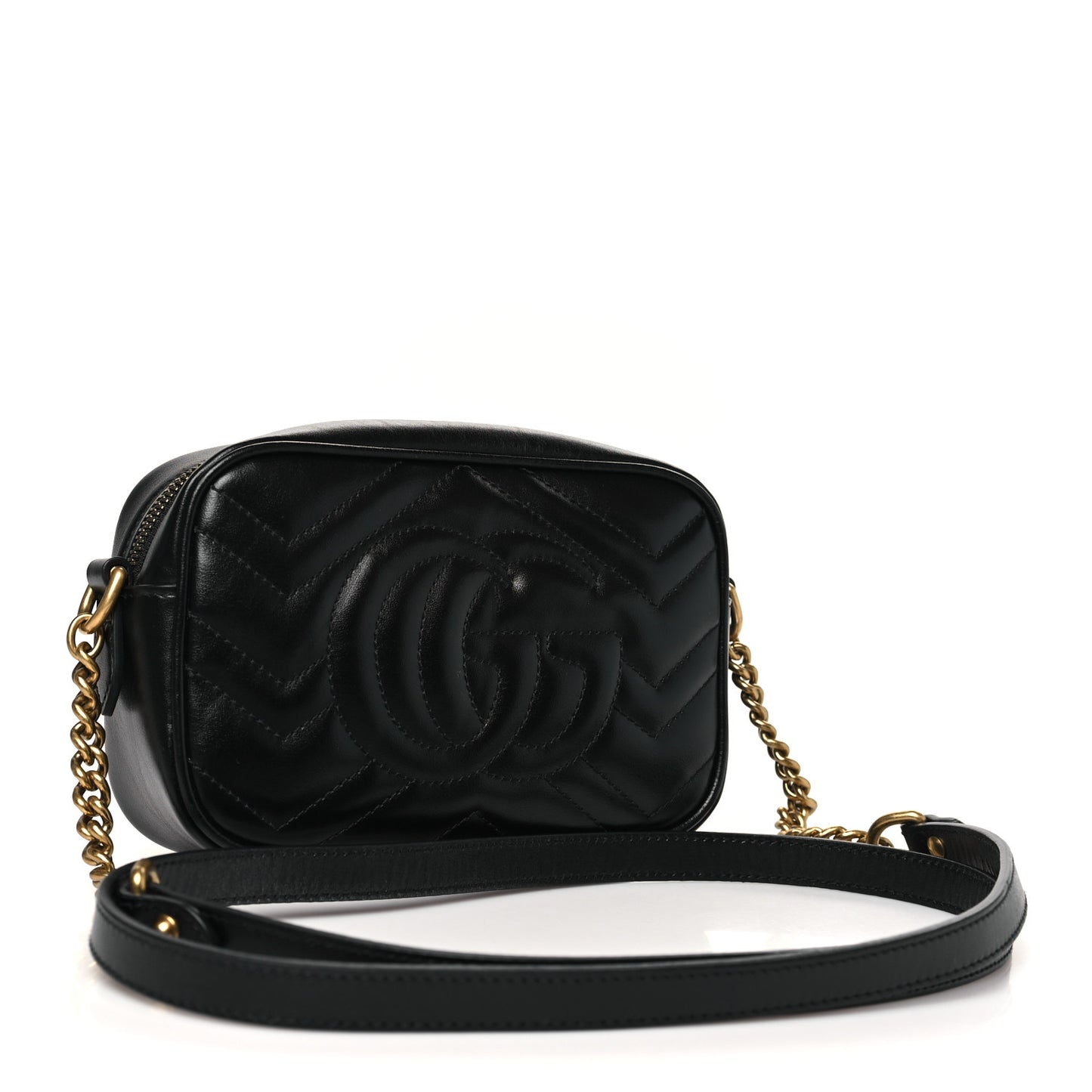 Calfskin Matelasse Mini GG Marmont Chain Shoulder Bag Black