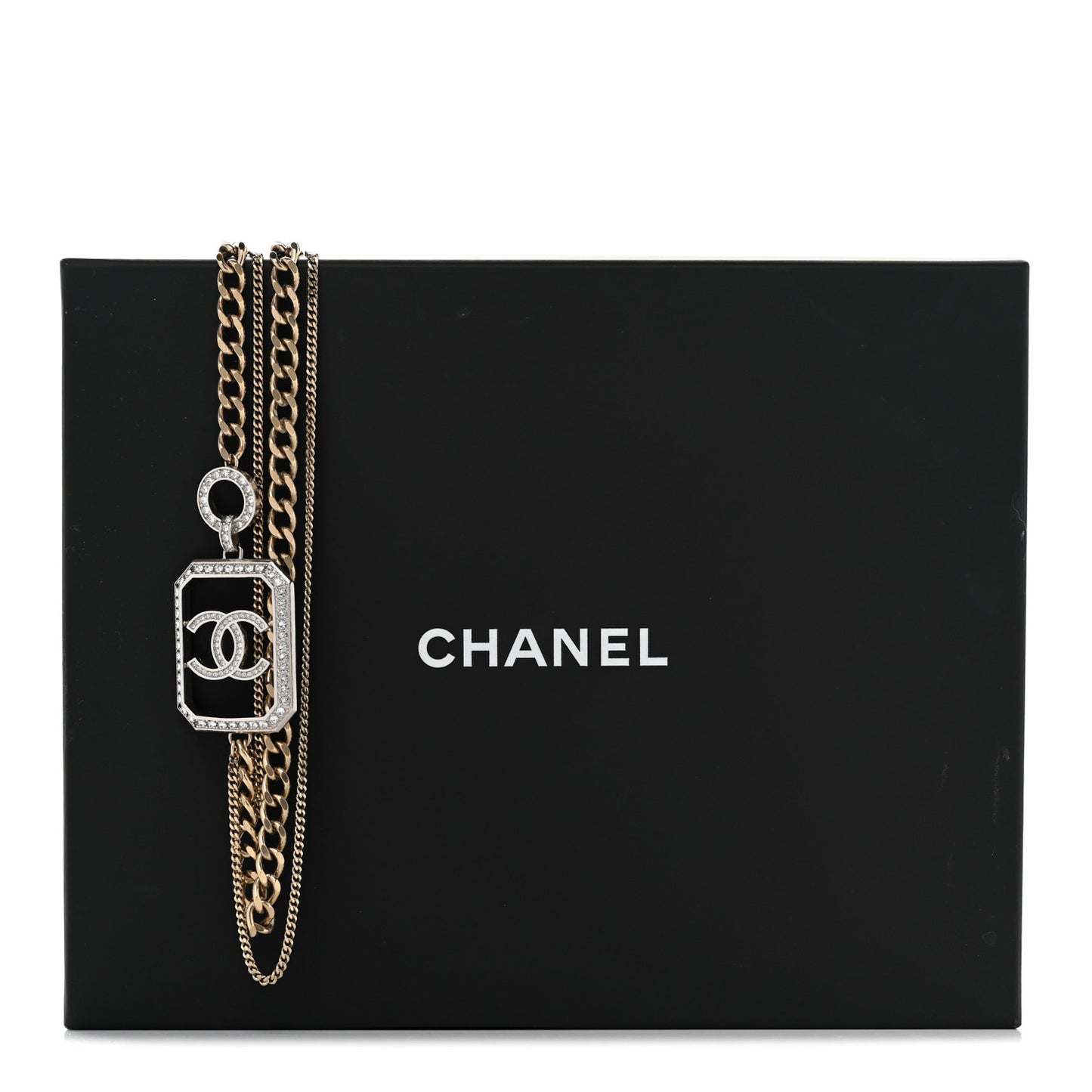 Crystal Chain CC Multi Strand Necklace Gold