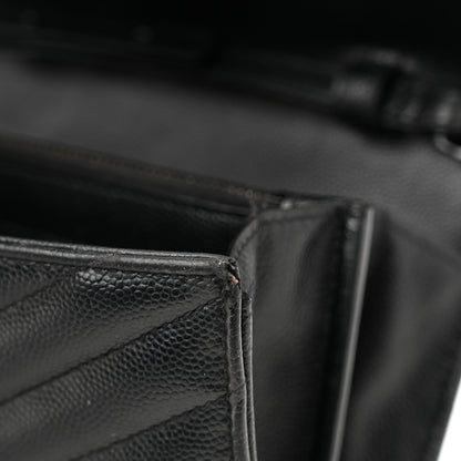 Saint Laurent Grain De Poudre Matelasse Chevron Monogram Monochrome Chain Wallet Black 11 of 13