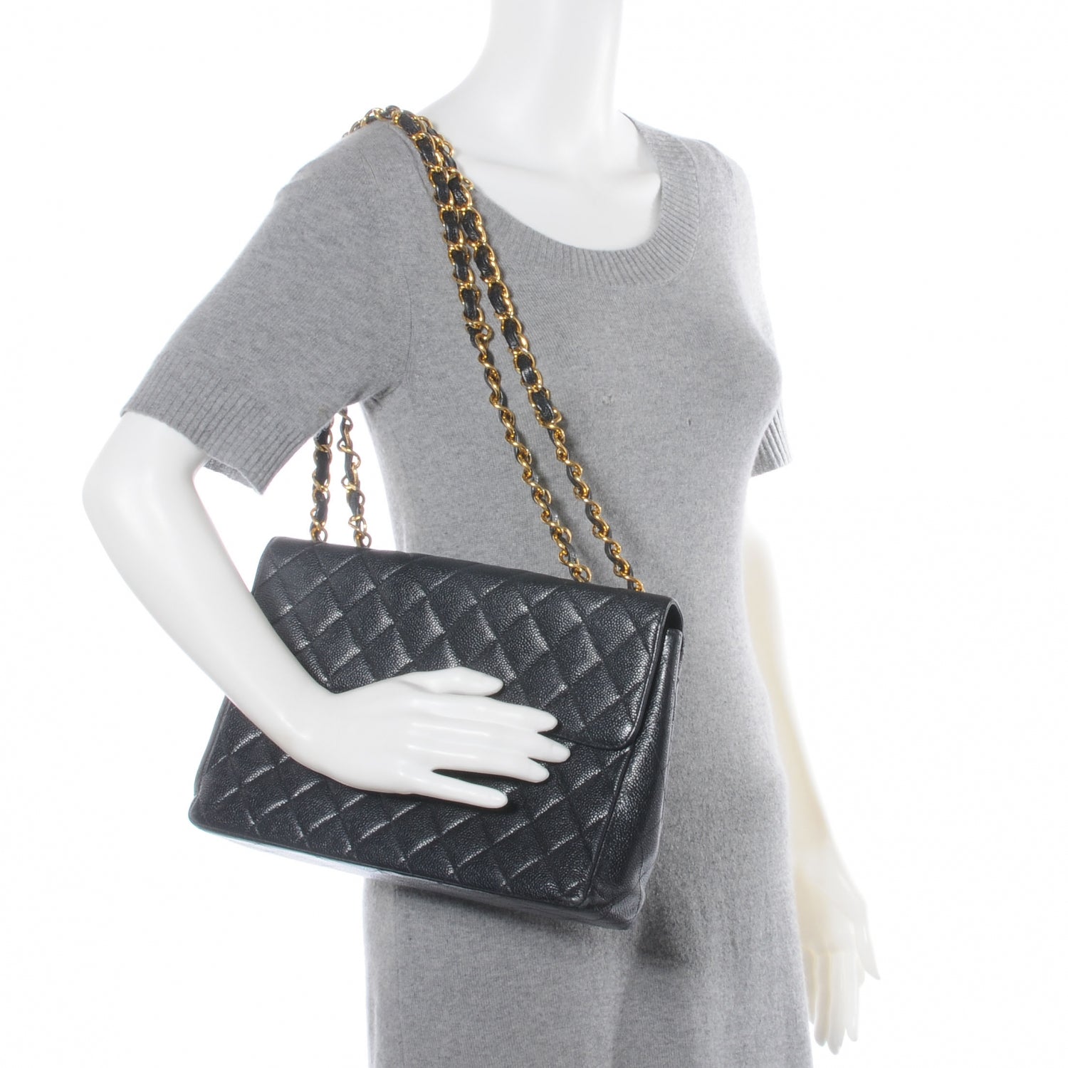 Chanel Caviar Jumbo Single Flap Black 2 of 9