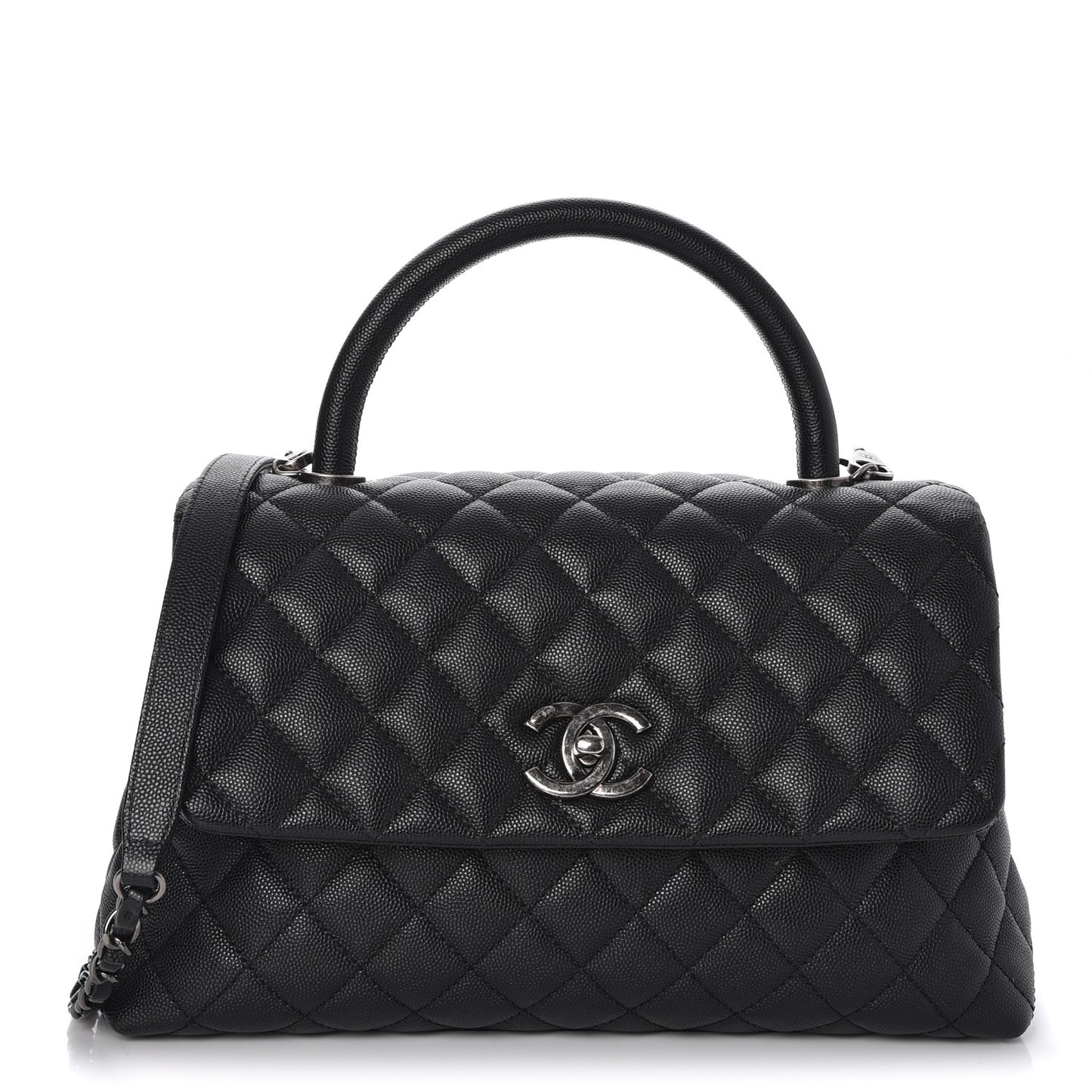 Caviar Quilted Small Coco Handle Flap Black