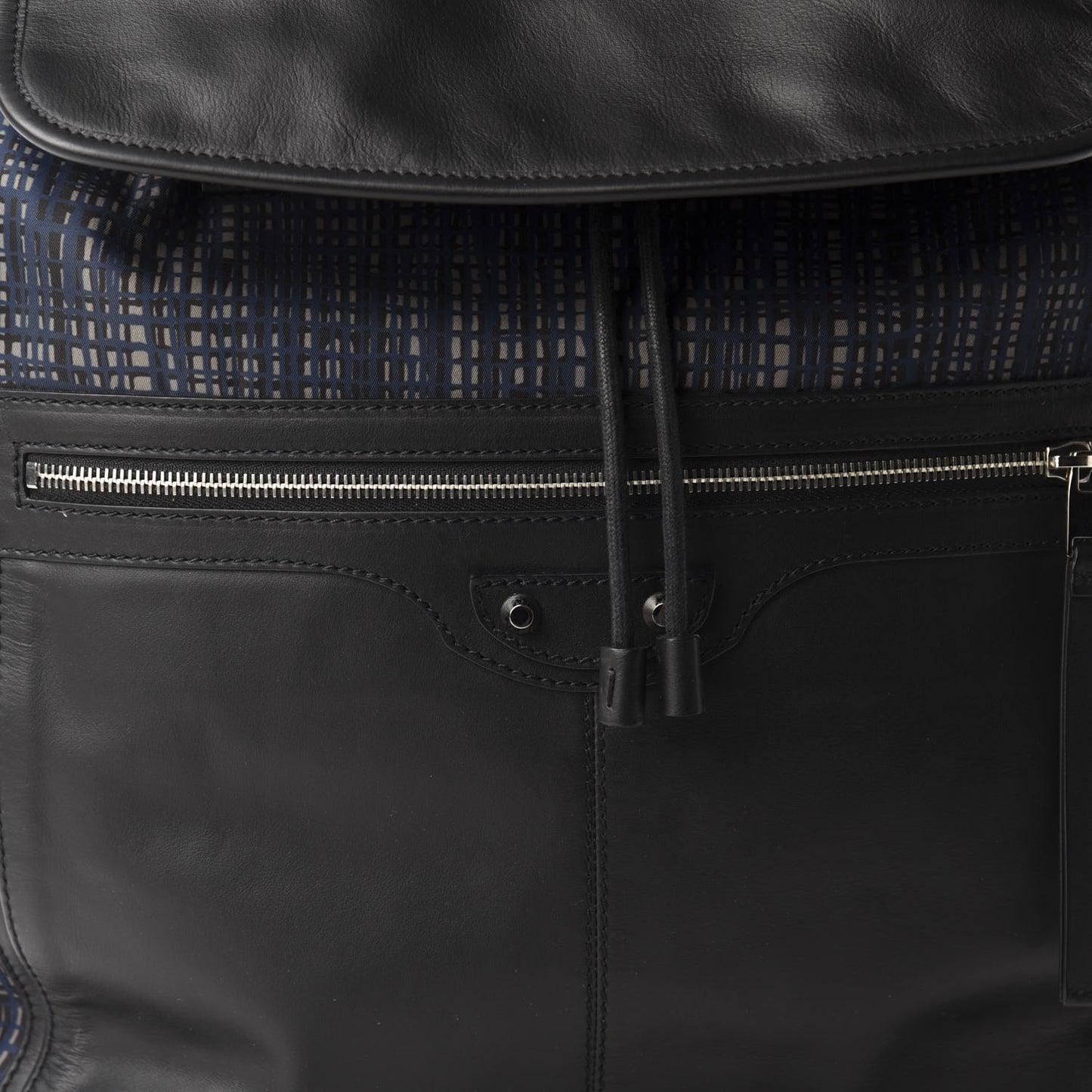Nylon Calfskin Classic Silver Hardware Traveler Backpack Dark Night