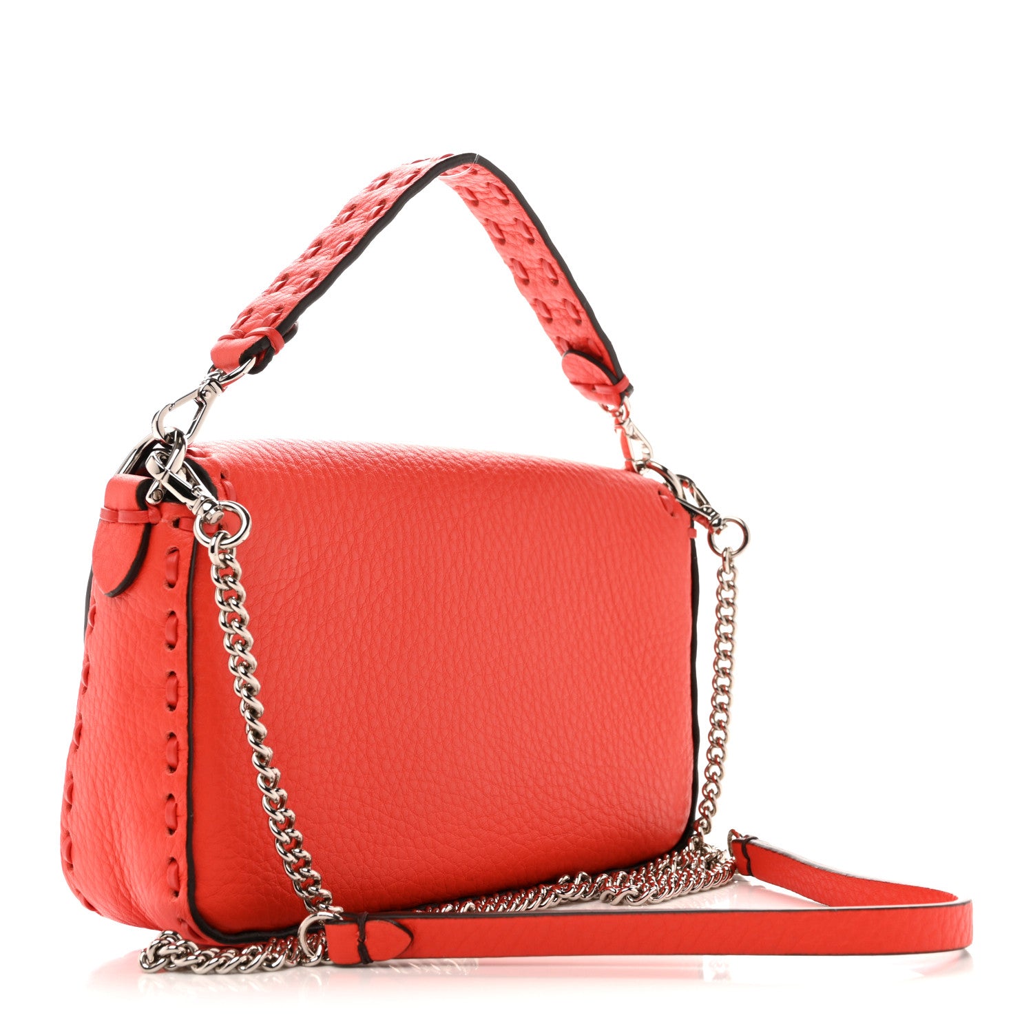 Fendi Cuoio Roma Sellerissima Nappa Sintetica Tape Stitch Mini Baguette Lava 3 of 11