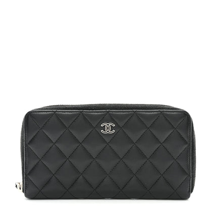 Chanel Lambskin Quilted Large Gusset Zip Around Wallet Black 1 of 11