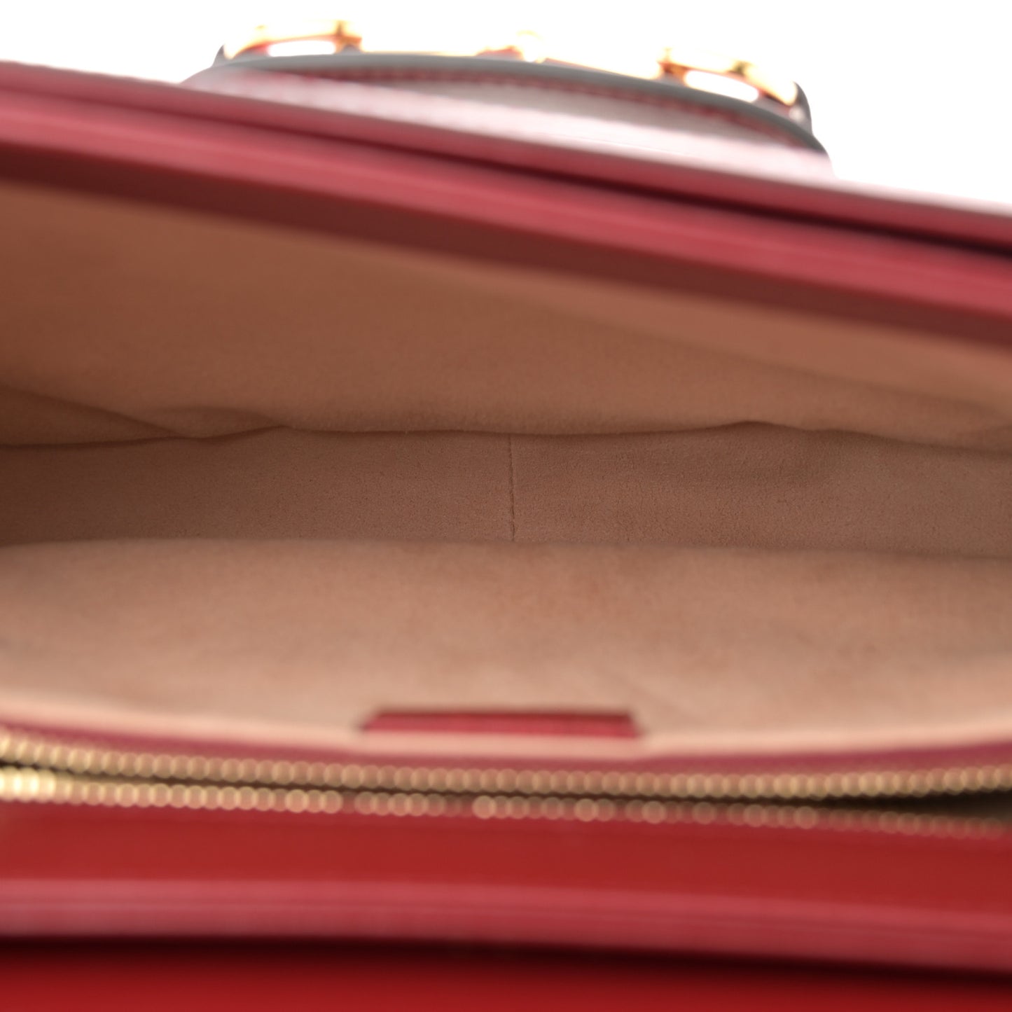 GG Supreme Monogram Azalea Calfskin Horsebit 1955 Shoulder Bag Beige Ebony New Cherry Red