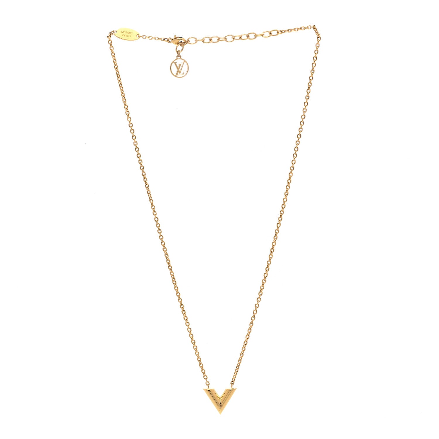 Louis Vuitton Brass Essential V Necklace Gold 3 of 6
