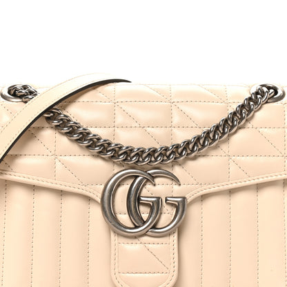 Gucci Calfskin Matelasse Aria Small GG Marmont Shoulder Bag Mystic White 8 of 10
