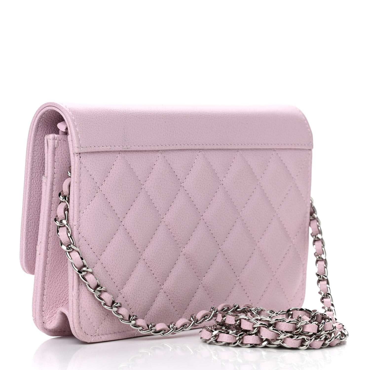 Chanel Grained Calfskin Quilted CC Box Wallet On Chain WOC Light Pink 3 of 12
