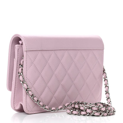 Chanel Grained Calfskin Quilted CC Box Wallet On Chain WOC Light Pink 3 of 12