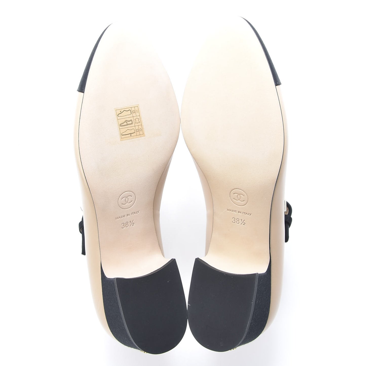 Lambskin Grosgrain Cap Toe Pumps 38.5 Beige Black