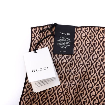 Gucci Silk G Rhombus Scarf Beige Brown 4 of 4