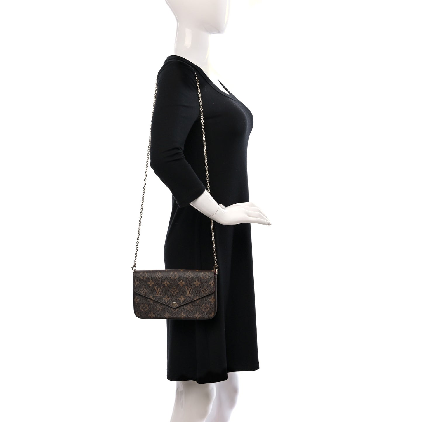 Monogram Pochette Felicie Chain Wallet Fuchsia
