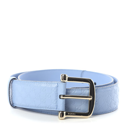 Gucci Soft Microguccissima Margaux Calfskin Belt 85 34 Mineral Blue 1 of 5