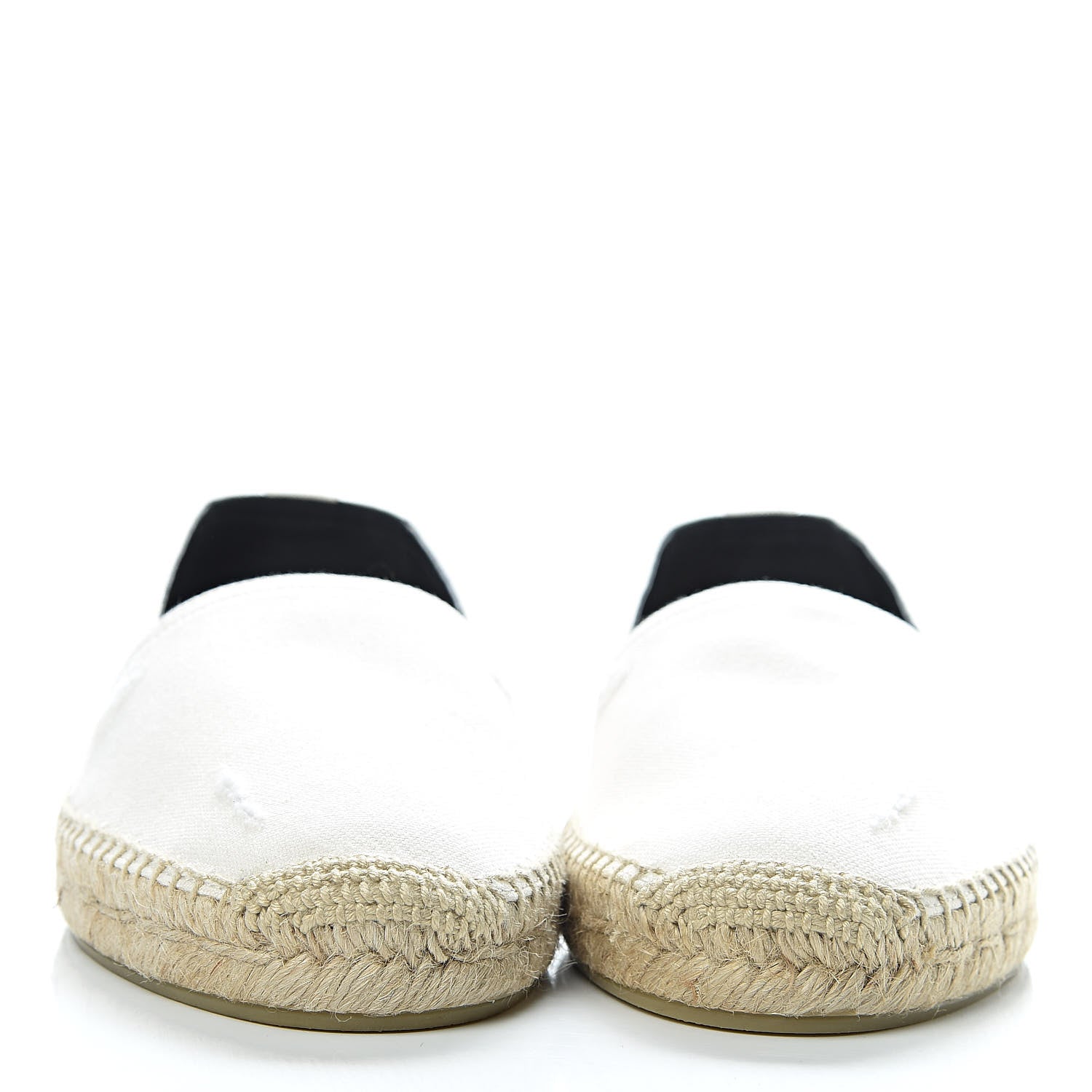Saint Laurent Canvas Elba Logo Embroidered Espadrilles 41 Panna 2 of 10