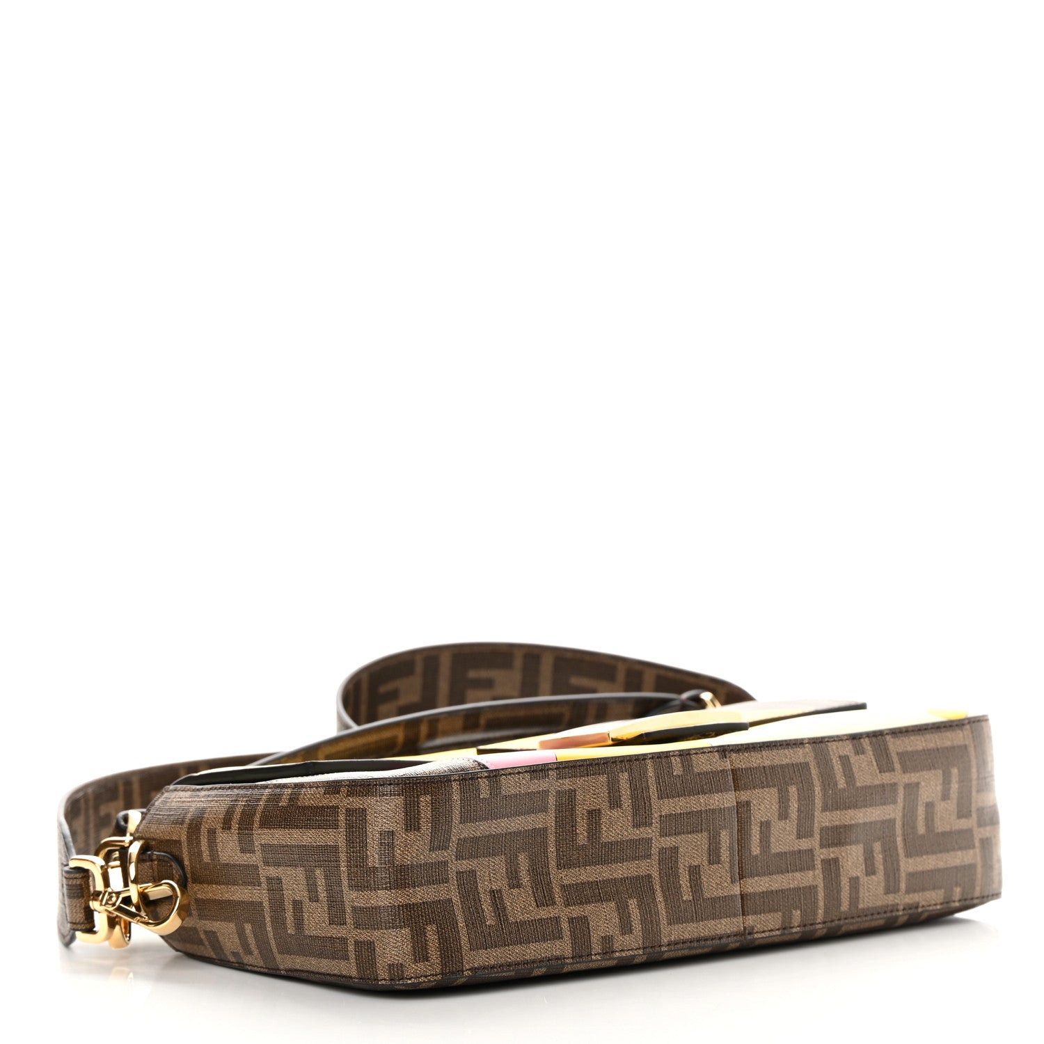 Fendi Glazed Fabric FF 1974 Hairdo Girls Inlay Baguette Mogano Panna Multicolor 4 of 12