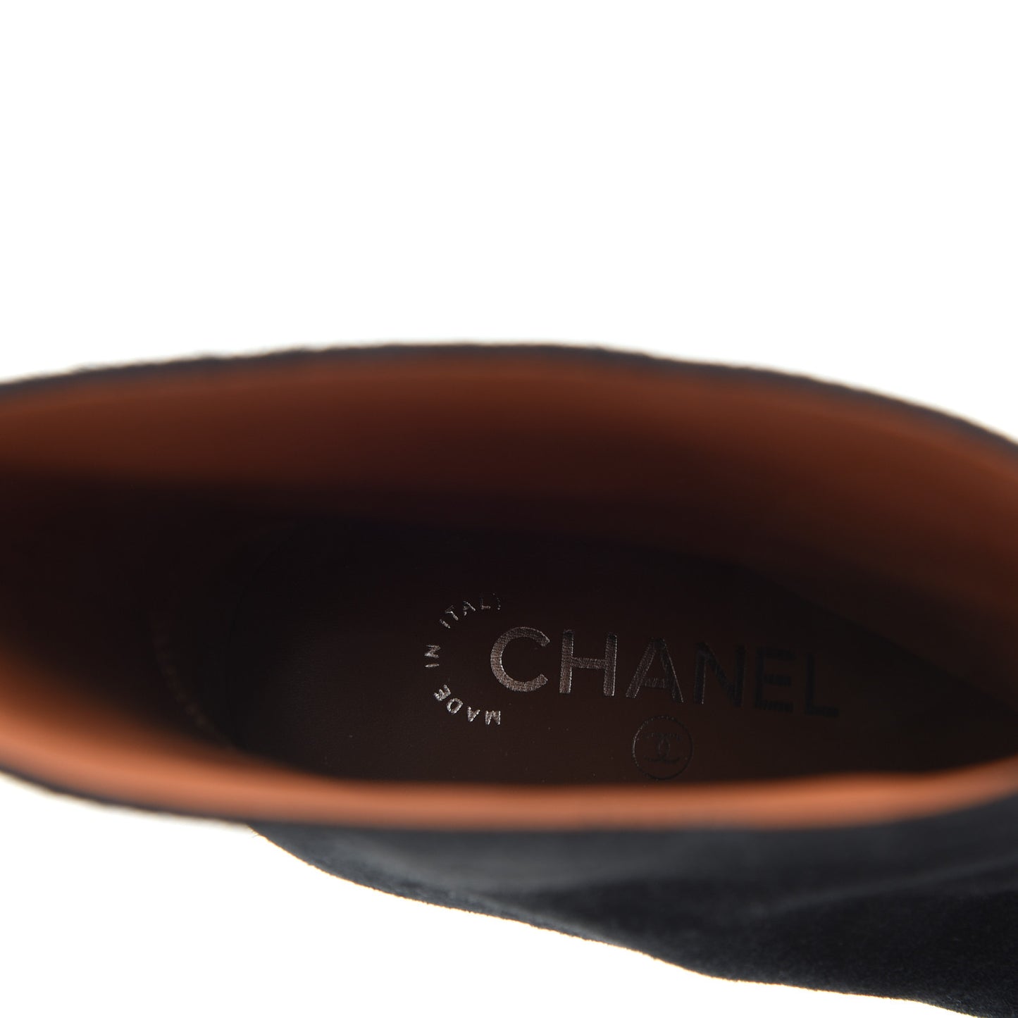 Suede Calfskin CC Short Boots 36 Navy