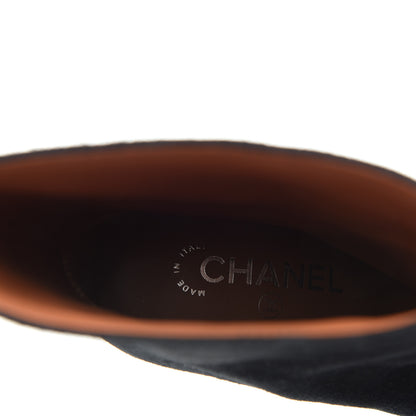 Chanel Suede Calfskin CC Short Boots 36 Navy 6 of 8