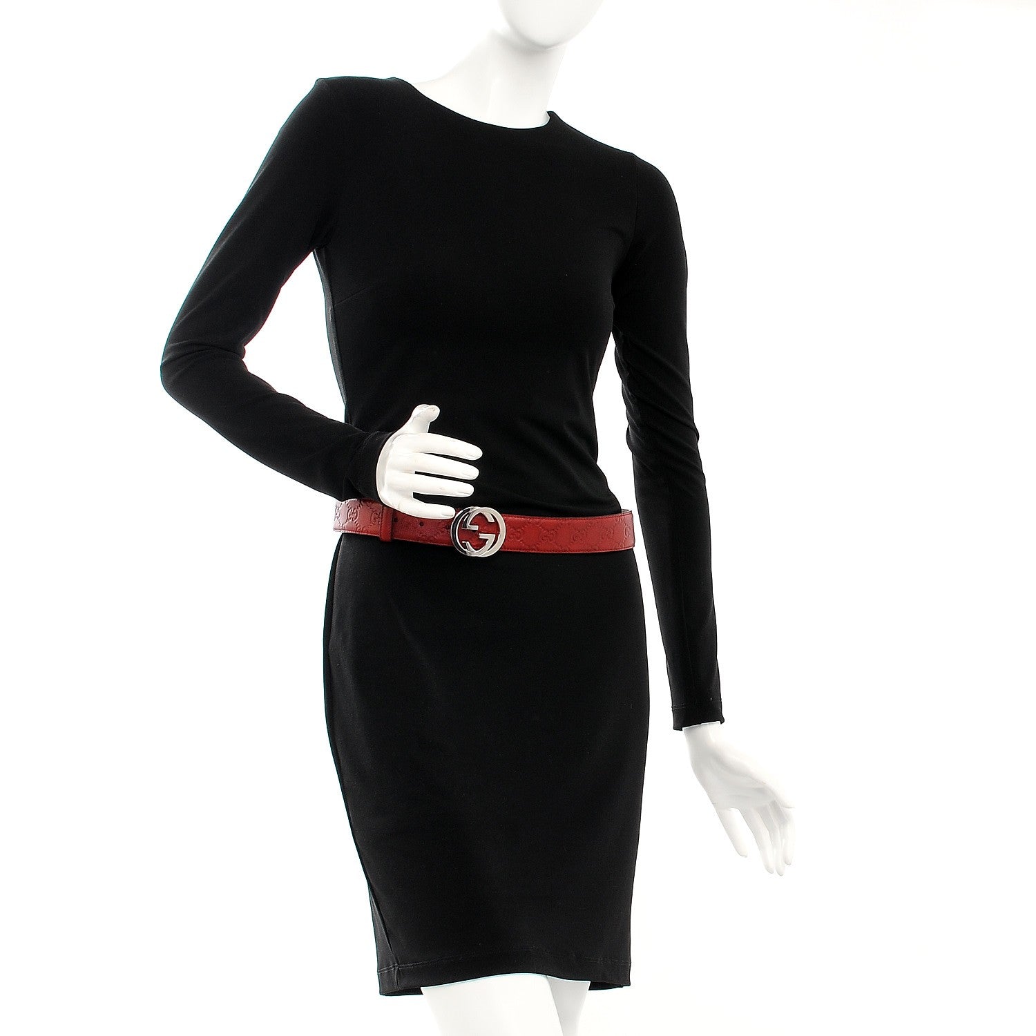 Gucci Soft Guccissima Margaux Calfskin Nickel Interlocking G 37mm Belt 95 38 Rosso 2 of 6
