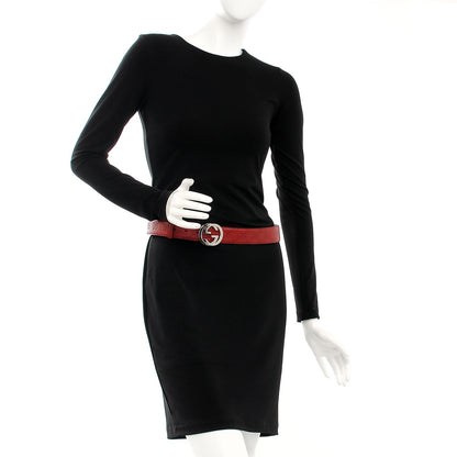 Gucci Soft Guccissima Margaux Calfskin Nickel Interlocking G 37mm Belt 95 38 Rosso 2 of 6