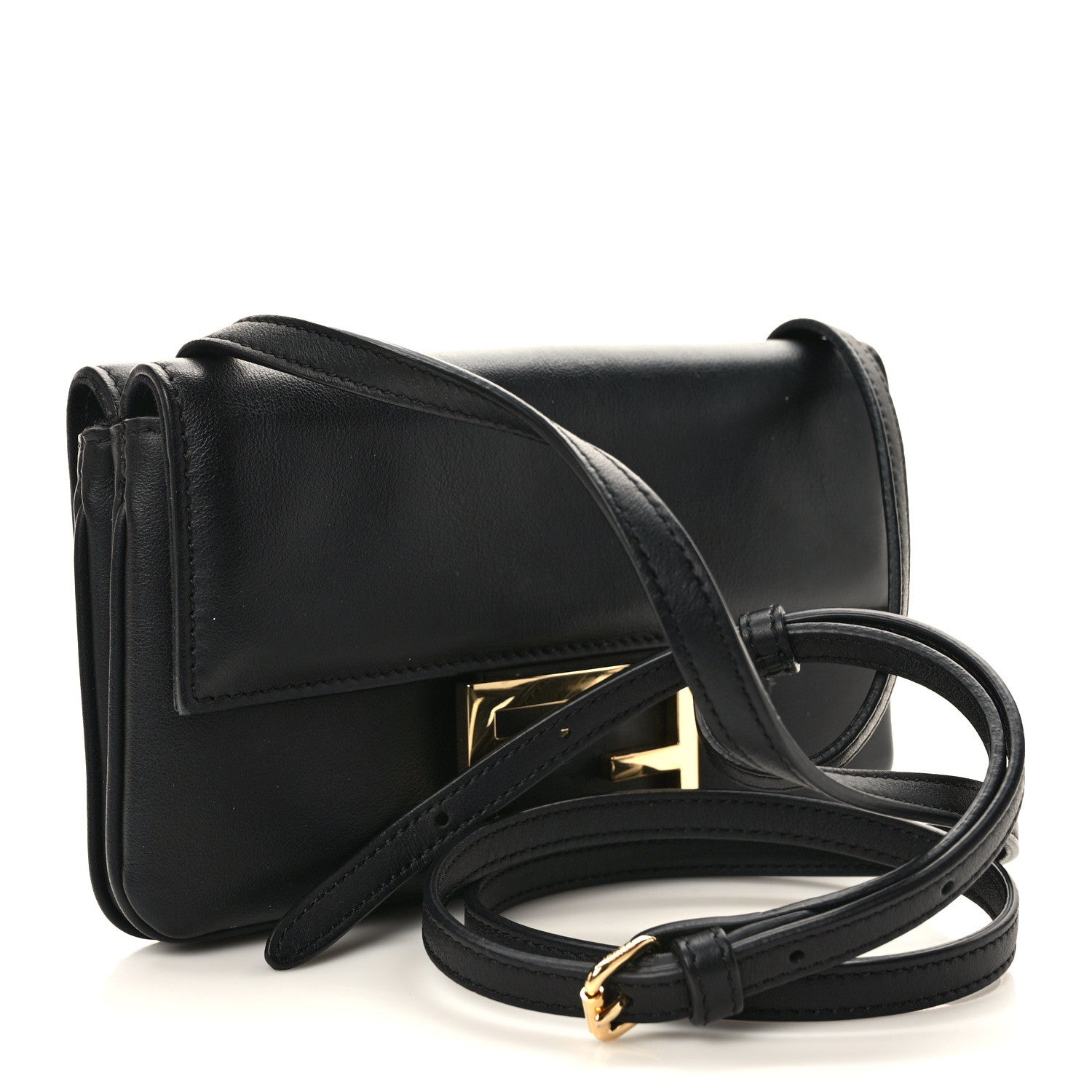 Fendi Vitello Grace Matte Duo Baguette Black 2 of 9