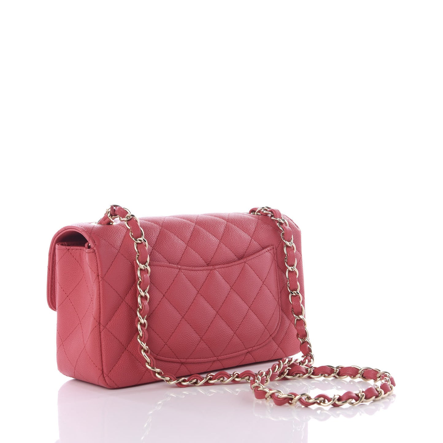 Caviar Quilted Mini Rectangular Flap Dark Pink