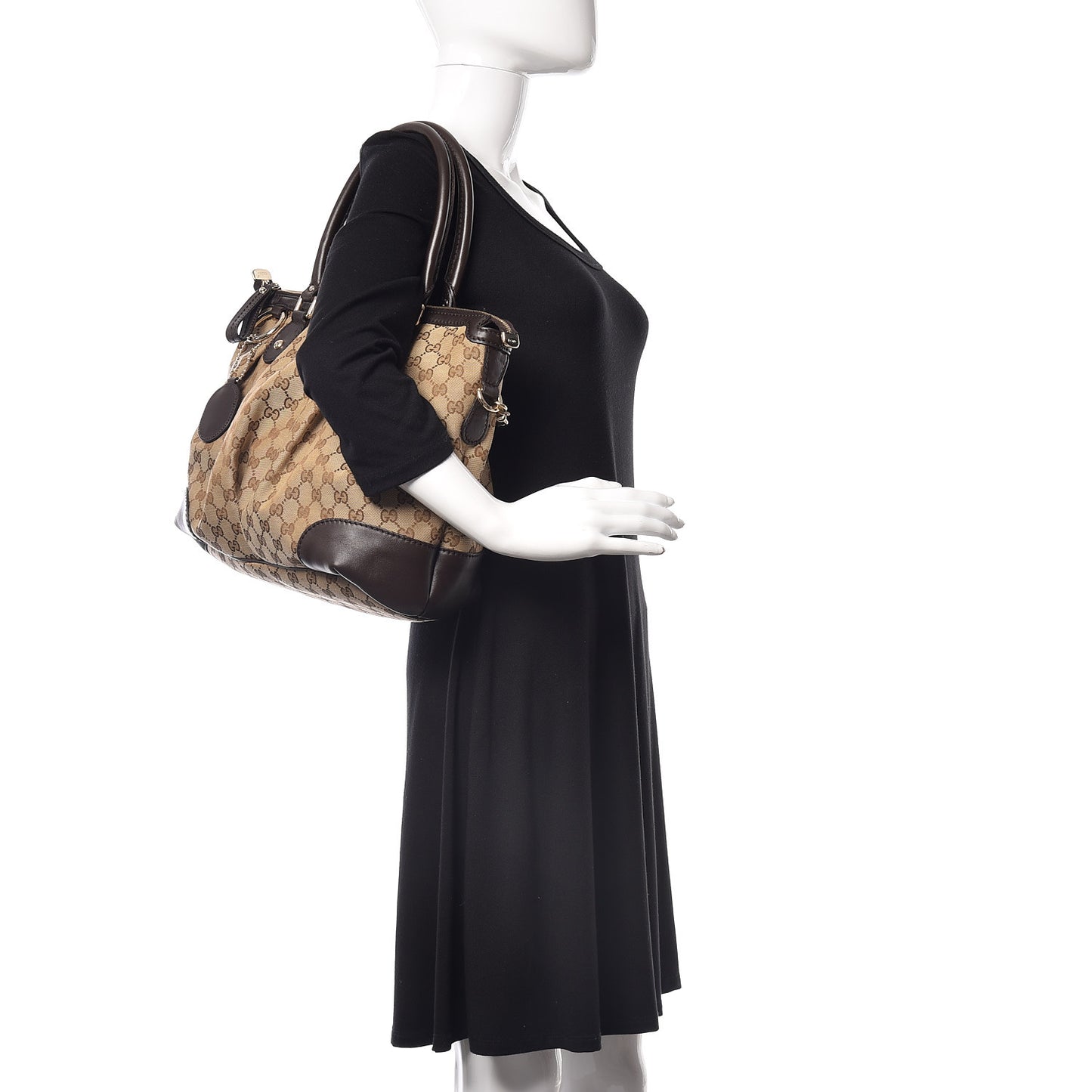 Monogram Large Sukey Top Handle Bag Beige Dark Brown
