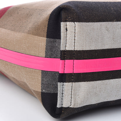 Burberry Canvas Mega Check The Giant Reversible Tote Black Neon Pink 11 of 15