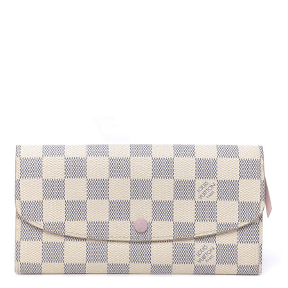 Louis Vuitton Damier Azur Emilie Wallet Rose Ballerine 1 of 11