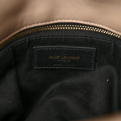 Saint Laurent Lambskin Quilted Medium Loulou Puffer Monogram Chain Satchel Dark Beige 6 of 12