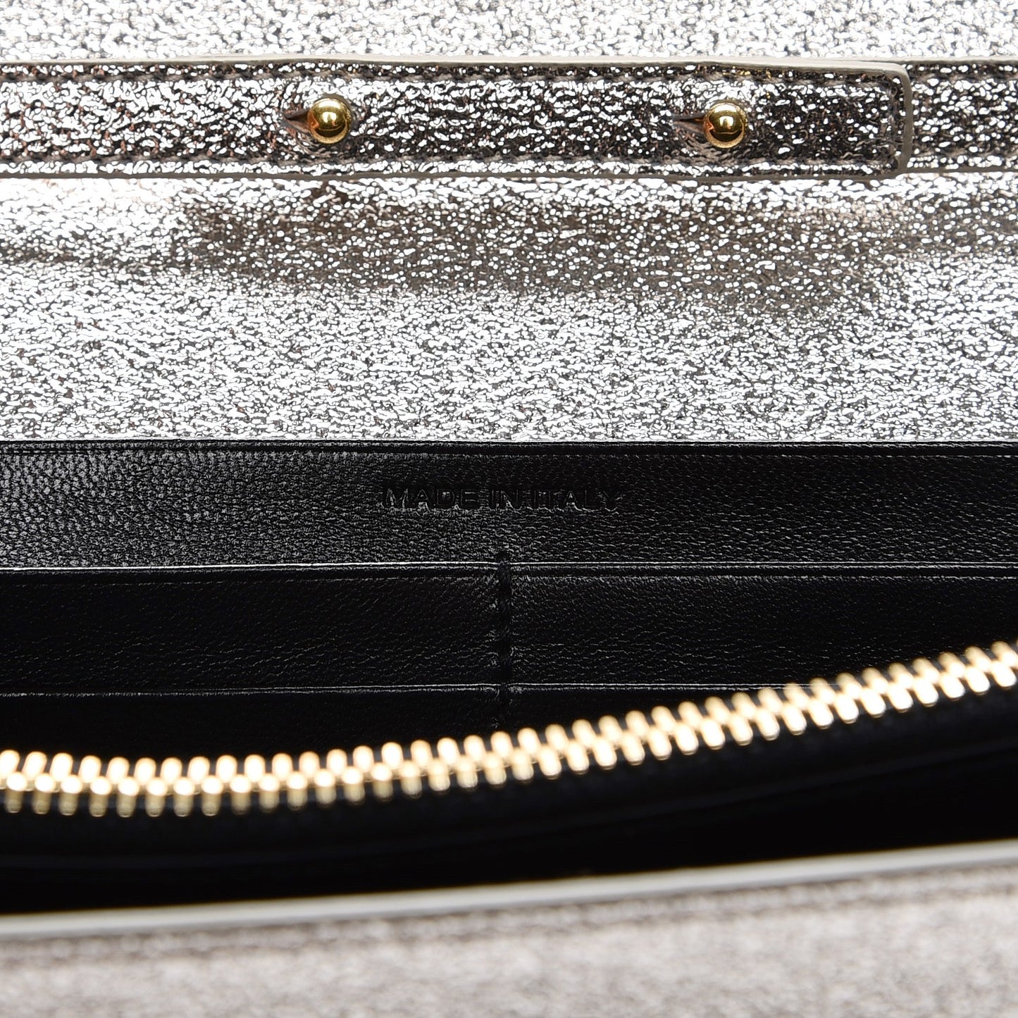 Metallic Calfskin Monogram Chain Wallet Platine