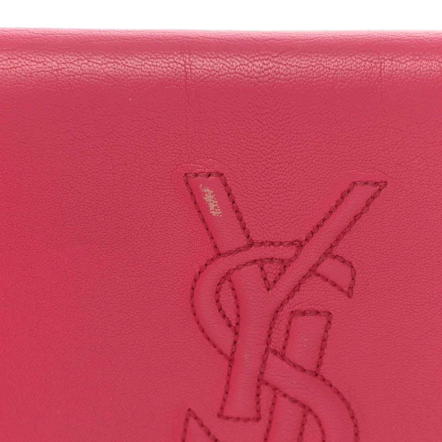 Saint Laurent Goatskin Monogram Large Belle De Jour Clutch Lipstick Fuchsia 9 of 12