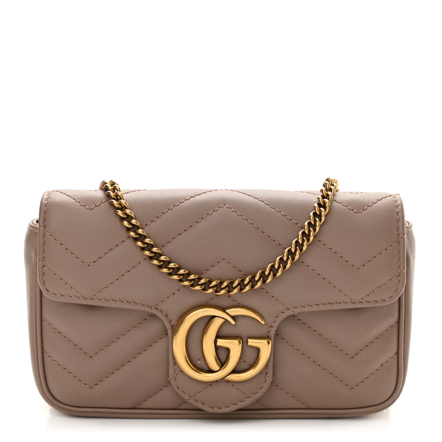 Calfskin Matelasse Super Mini GG Marmont Shoulder Bag Porcelain Rose