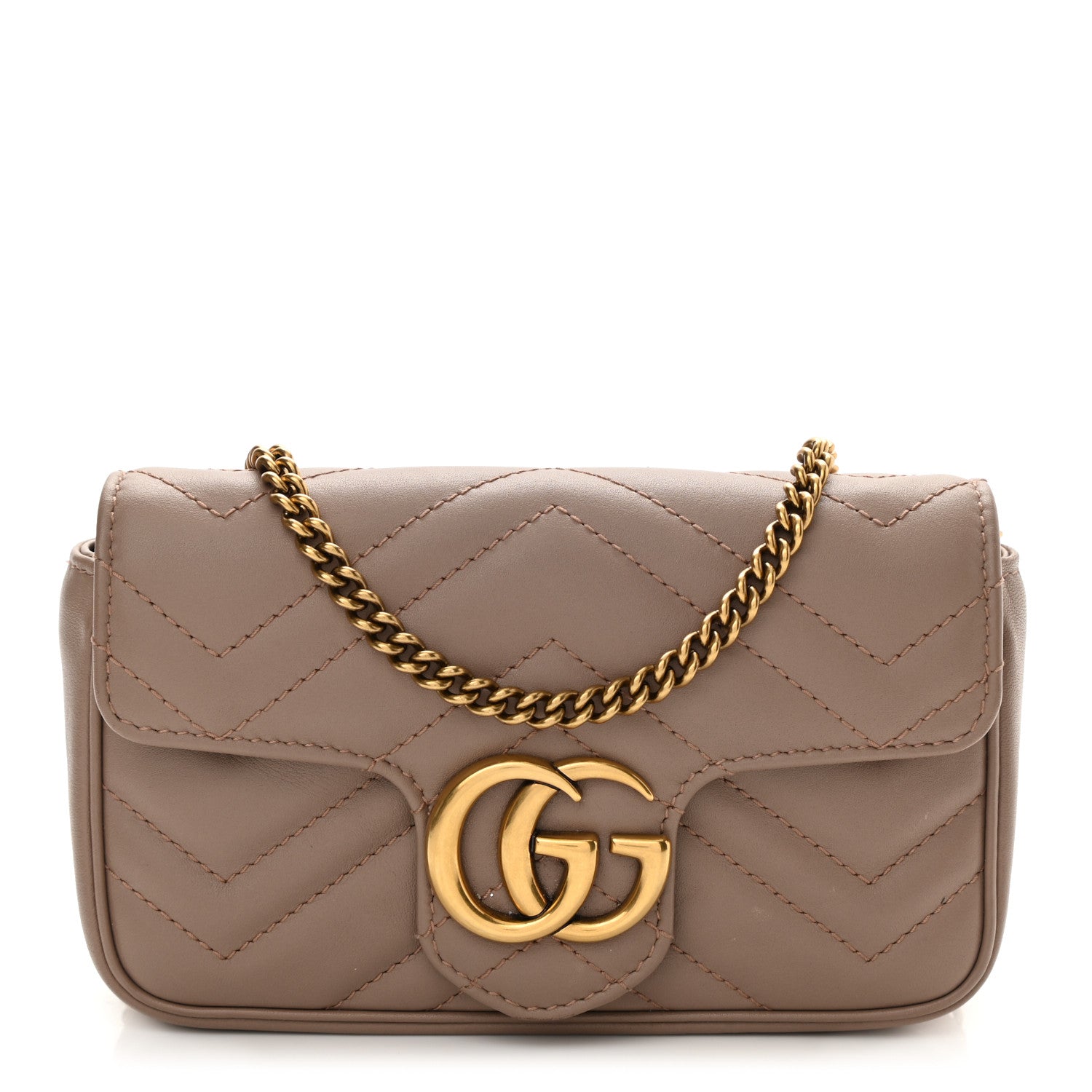 Gucci Calfskin Matelasse Super Mini GG Marmont Shoulder Bag Porcelain Rose 1 of 9