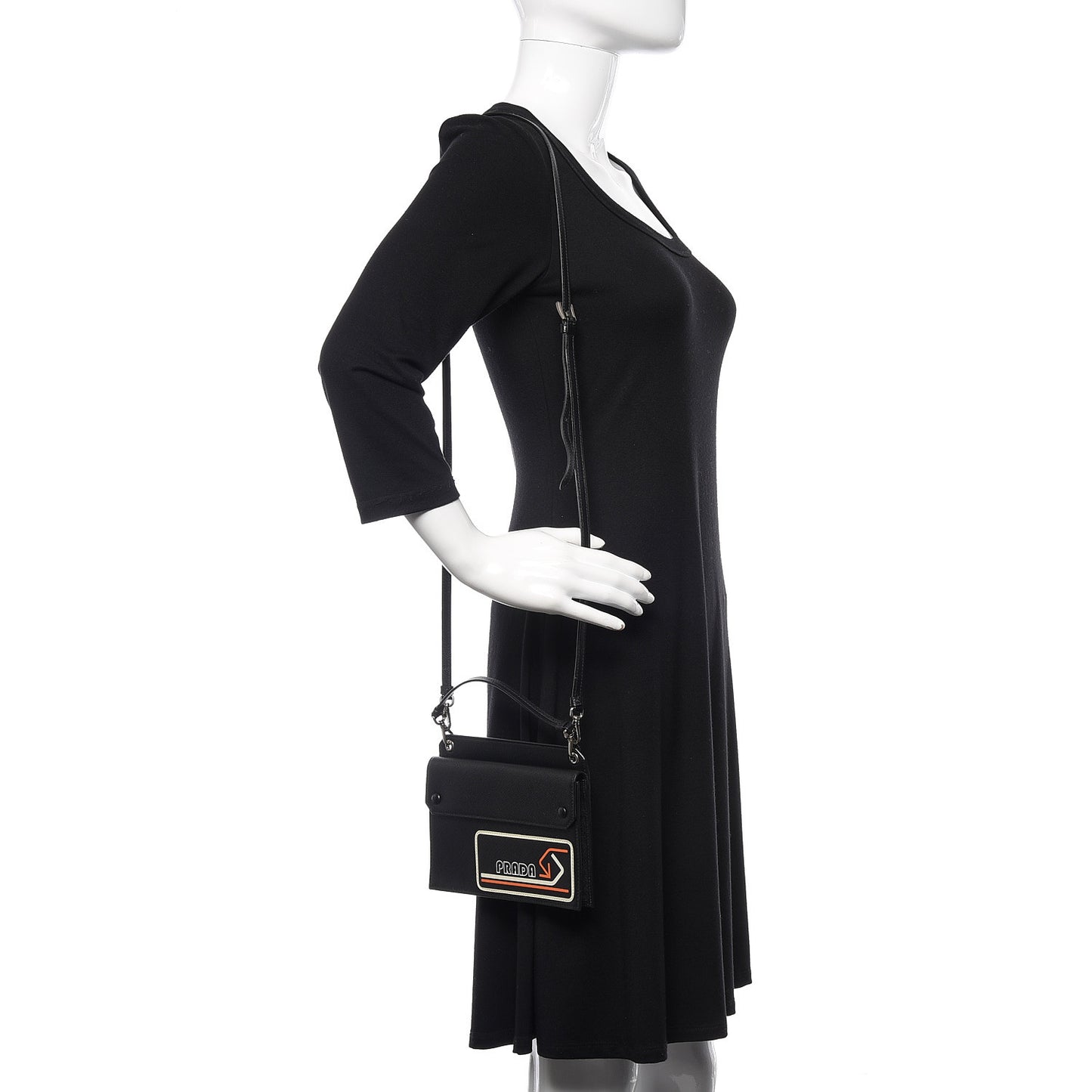 Saffiano City Logo Crossbody Wallet Black