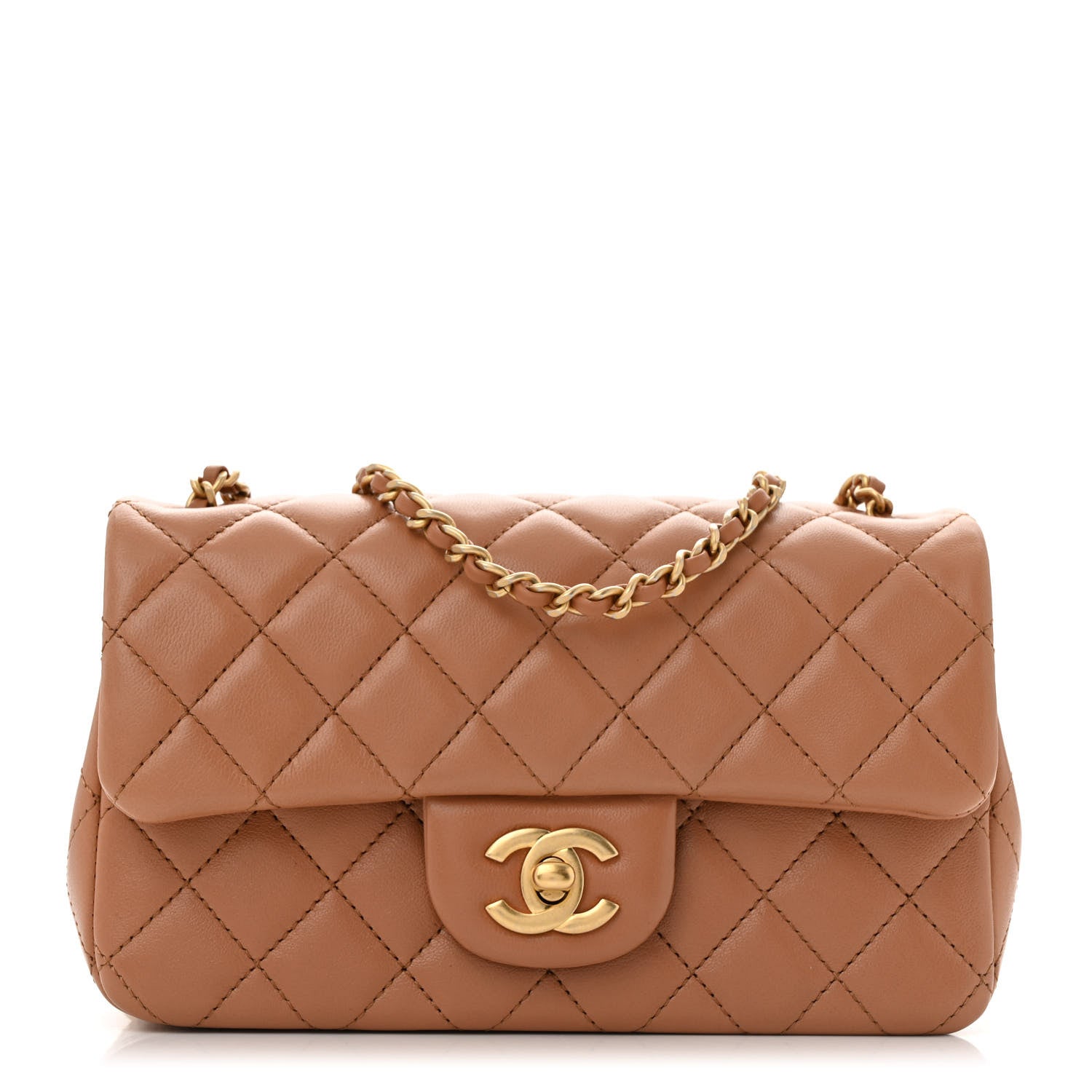 Chanel Lambskin Quilted Mini Rectangular Pearl Crush Flap Brown 1 of 11