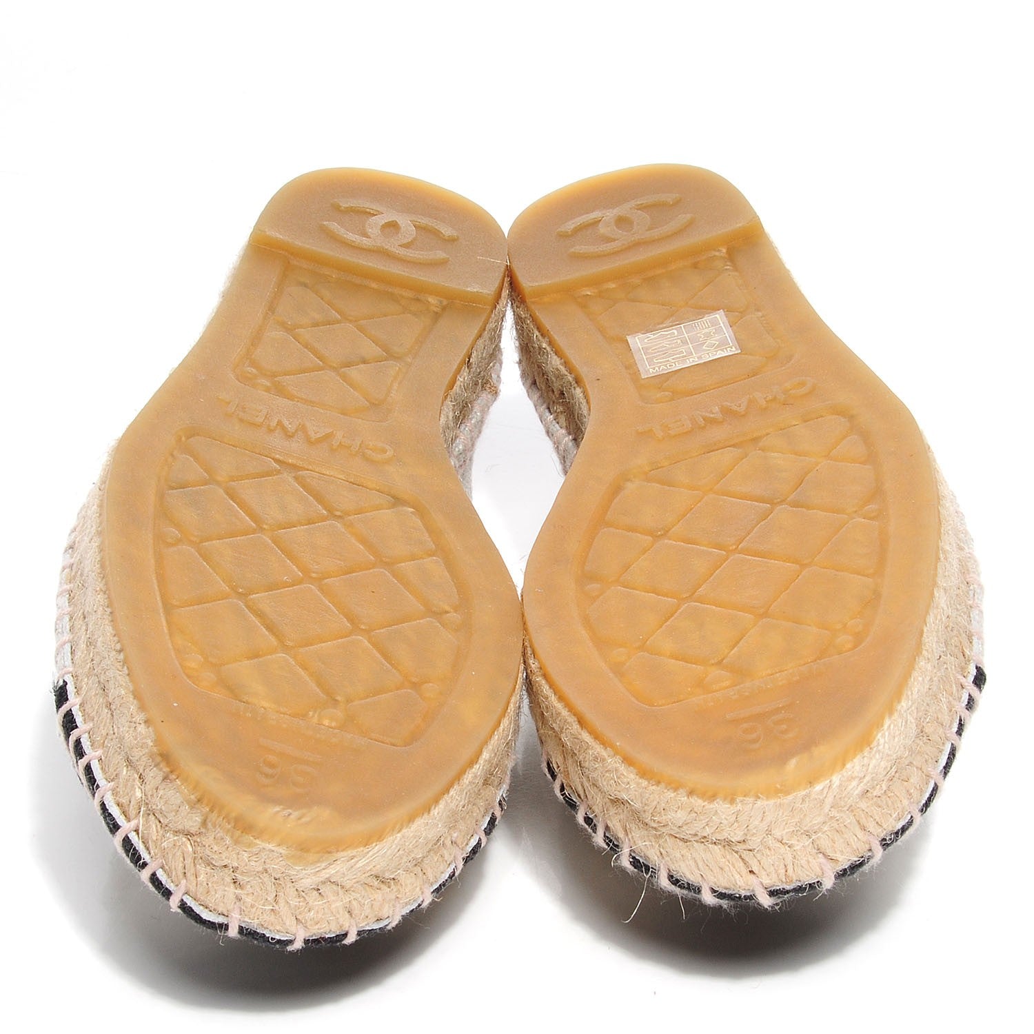 Chanel Toile CC Espadrilles Beige Black Beige 36 5 of 7