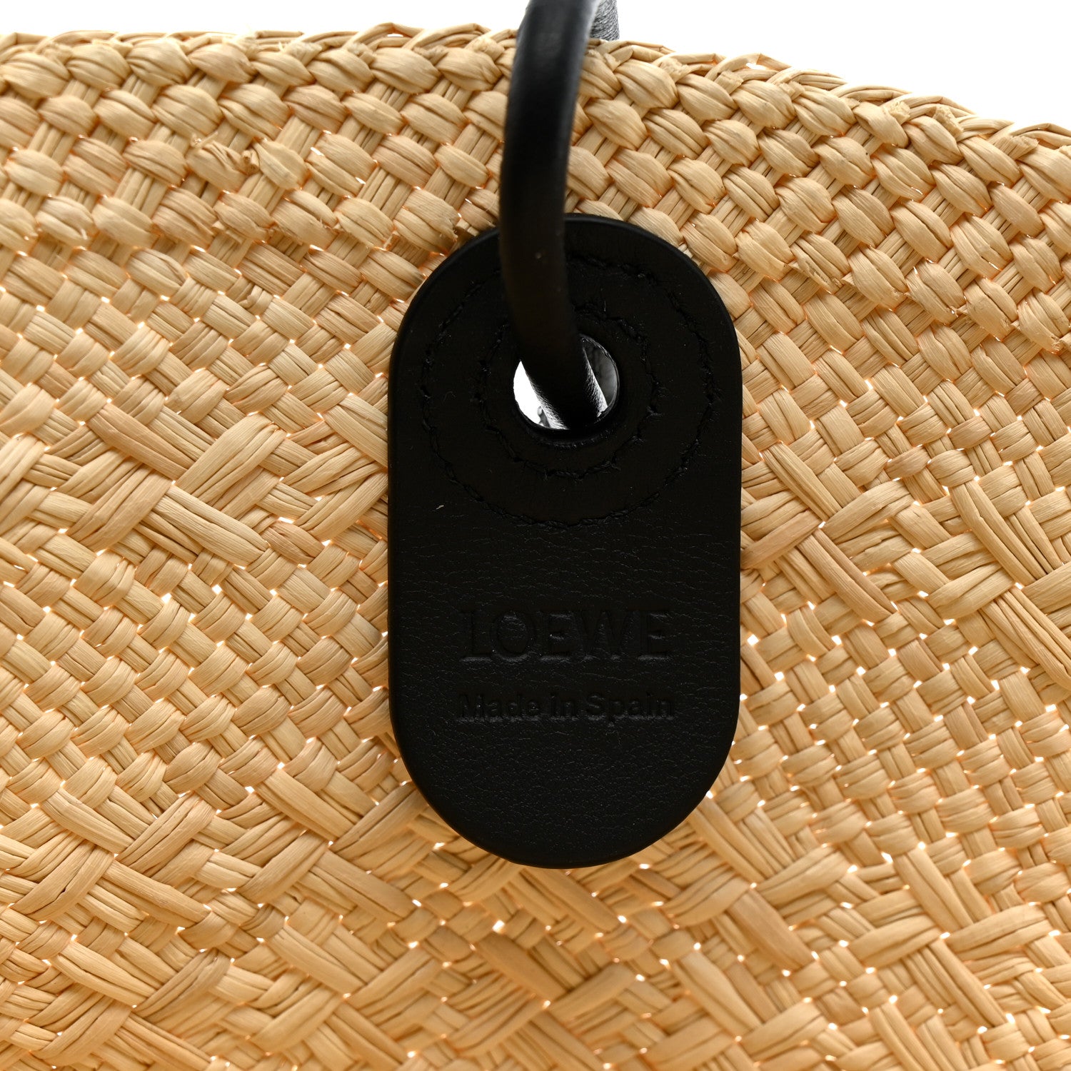 Loewe Calfskin Raffia Paulas Ibiza Small Anagram Basket Tote Bag Natural Black 6 of 11