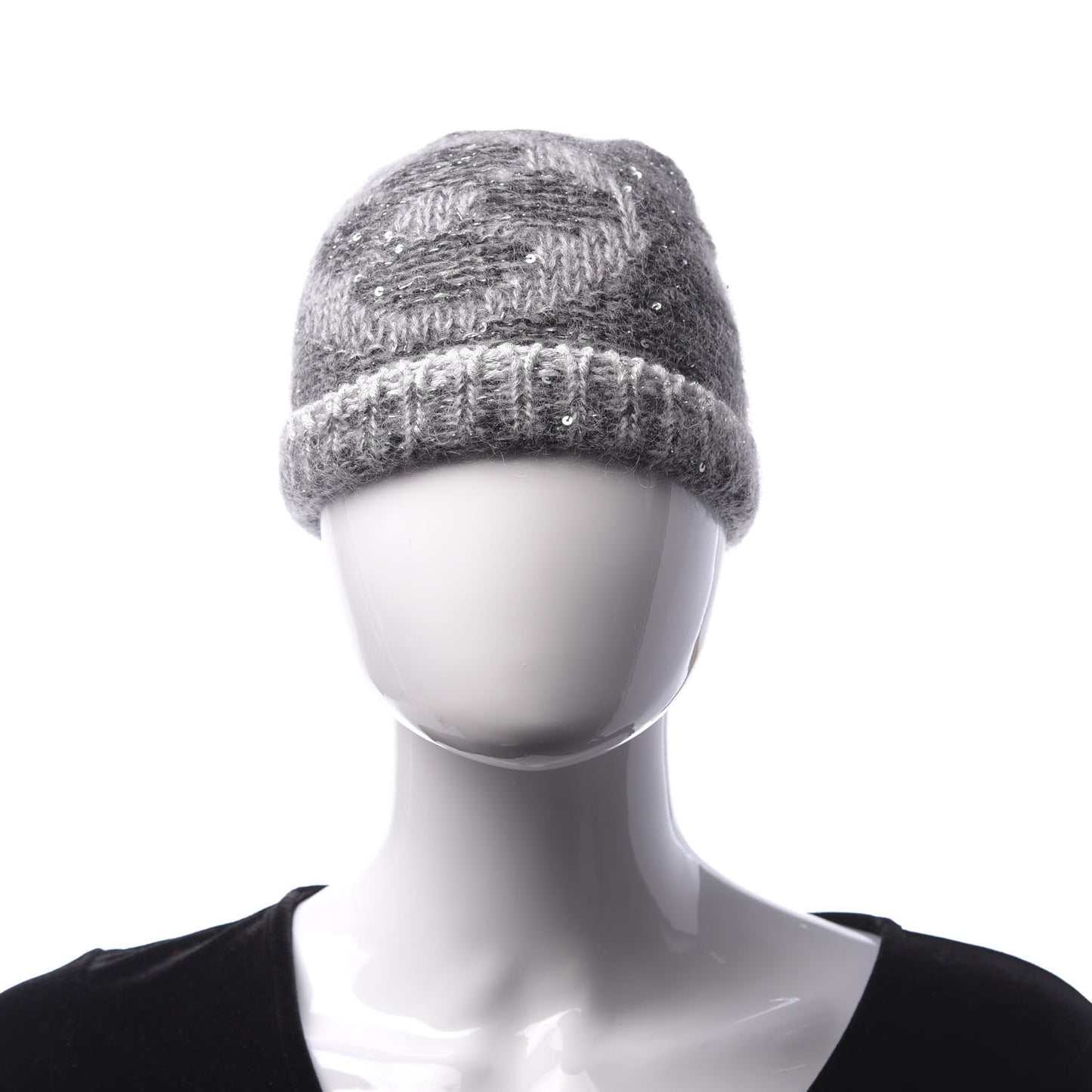 Monogram Glitter Sunset Beanie Hat Grey