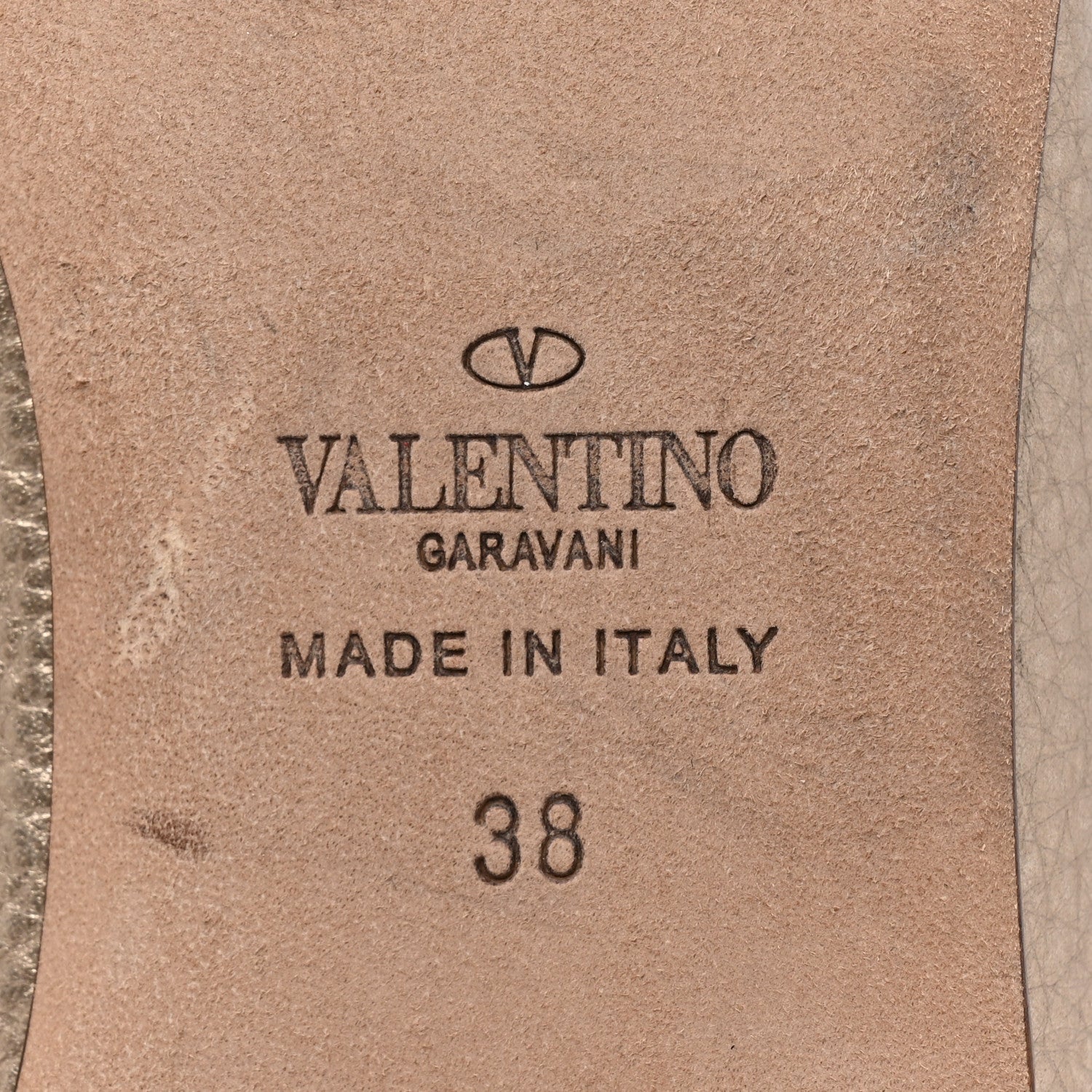 Valentino Garavani Metallic Pebbled Calfskin Rockstud Cage Ballerina Flats 38 Sasso Poudre 6 of 9