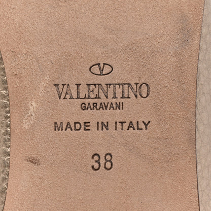 Valentino Garavani Metallic Pebbled Calfskin Rockstud Cage Ballerina Flats 38 Sasso Poudre 6 of 9