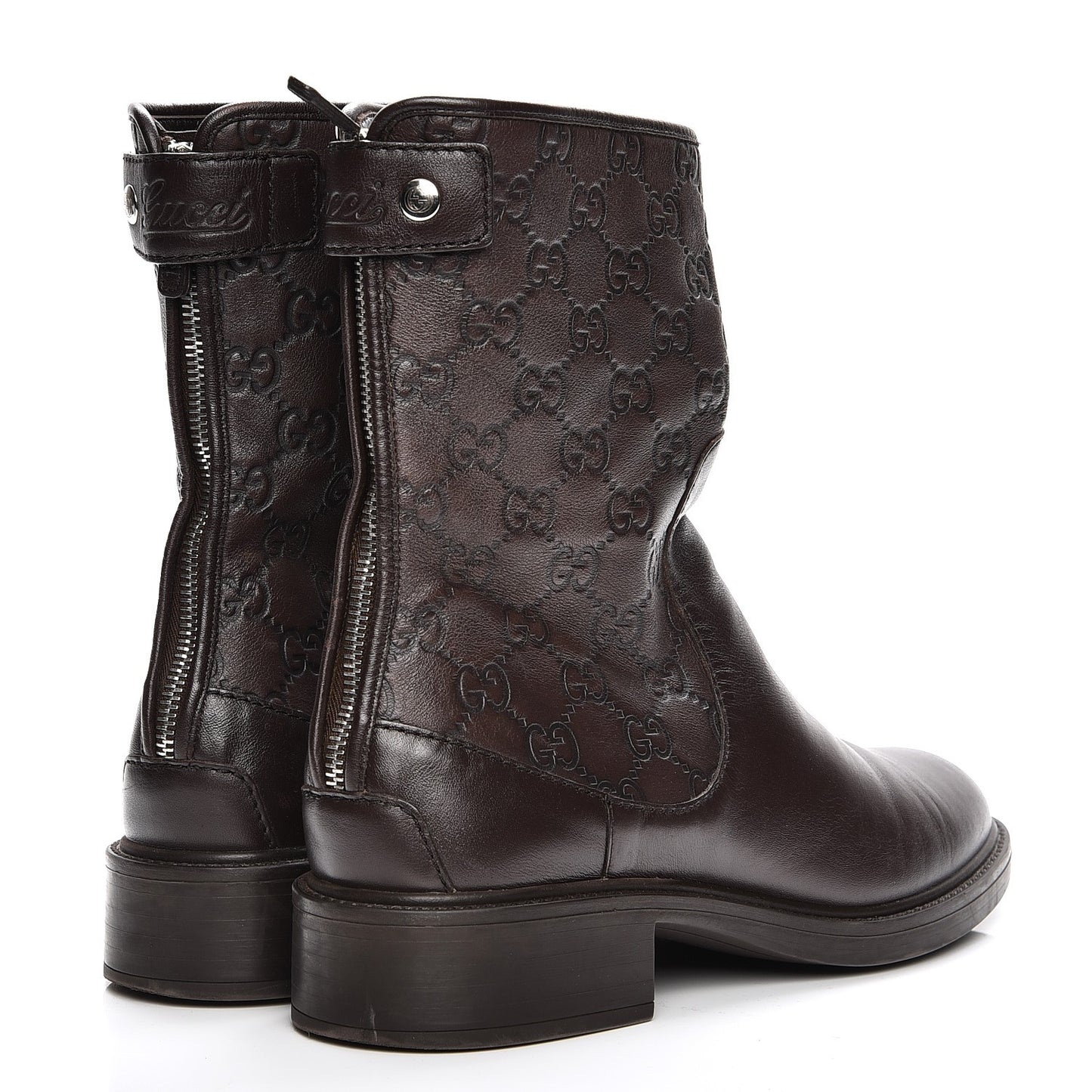 Guccissima Short Zip Boots 38 Dark Brown