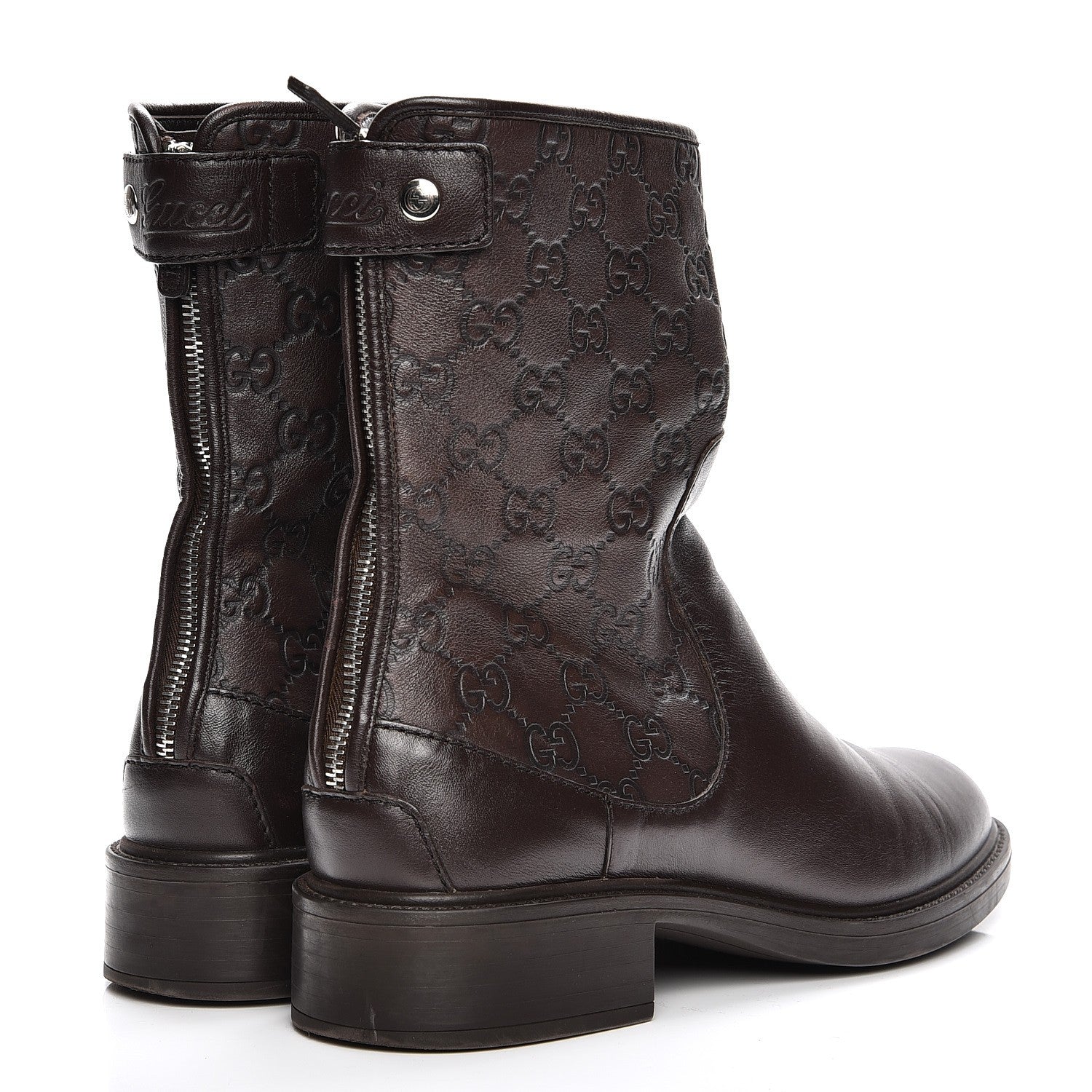Gucci Guccissima Short Zip Boots 38 Dark Brown 3 of 8