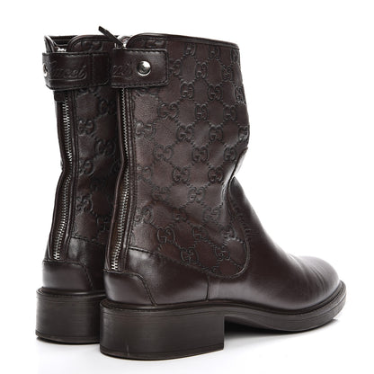 Gucci Guccissima Short Zip Boots 38 Dark Brown 3 of 8