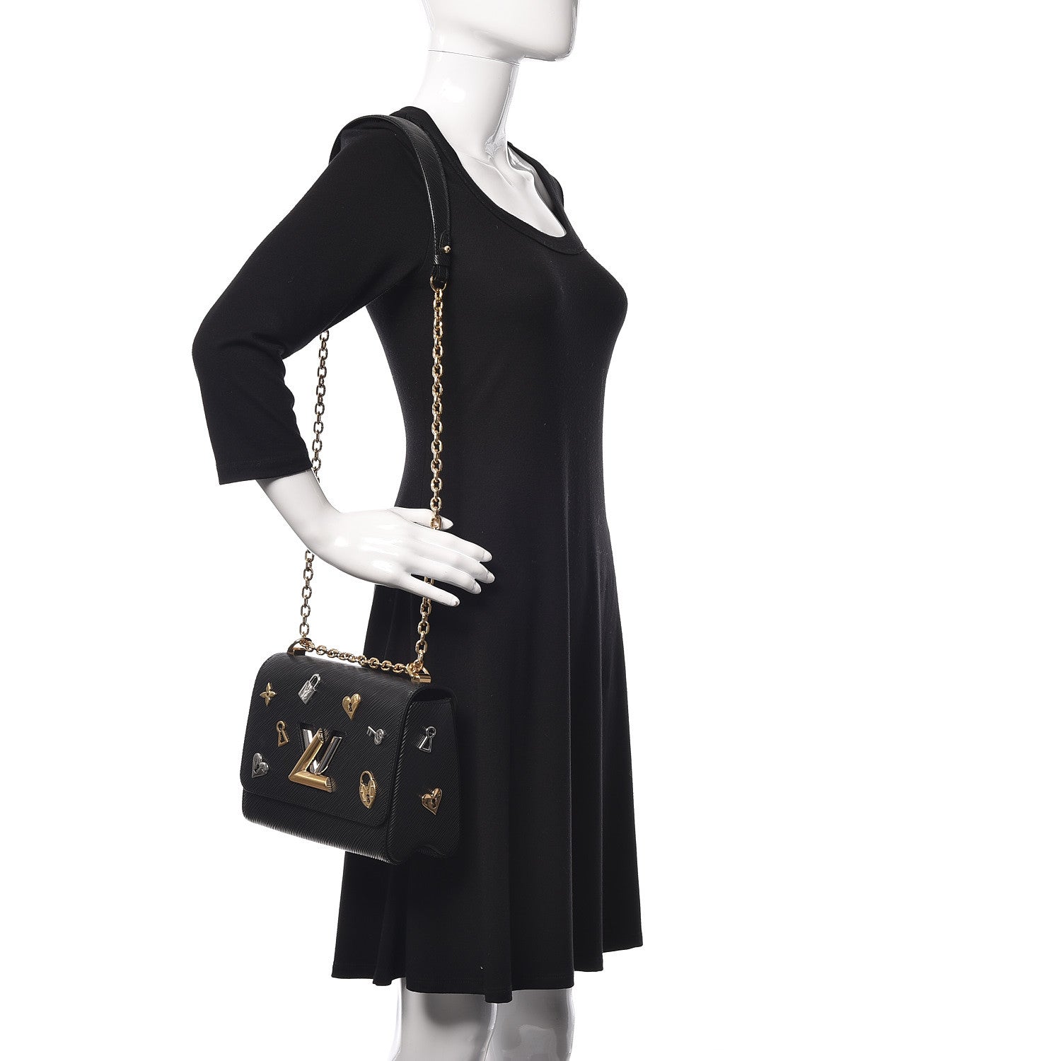 Louis Vuitton Epi Love Lock Twist Shoulder Bag MM Black 2 of 10