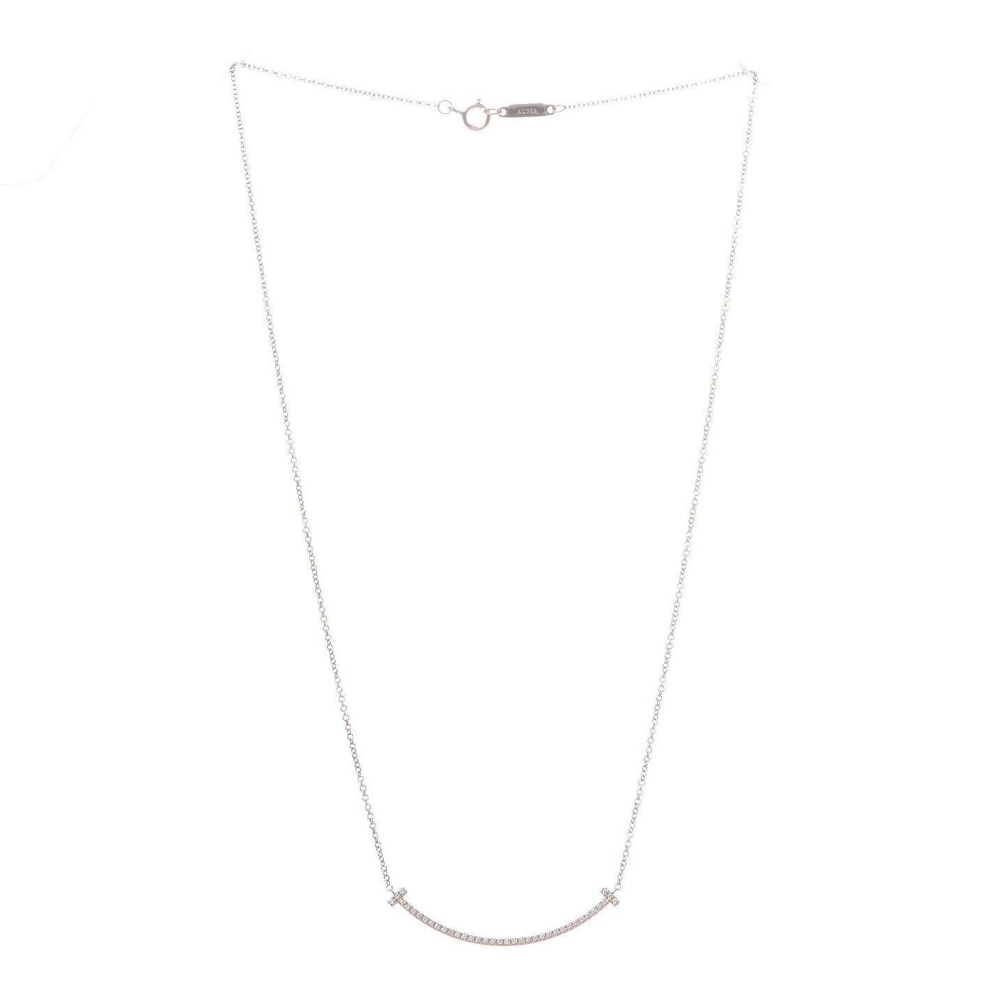 18K Rose Gold Diamond Small T Smile Pendant Necklace