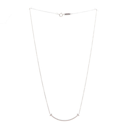 Tiffany 18K Rose Gold Diamond Small T Smile Pendant Necklace 3 of 6