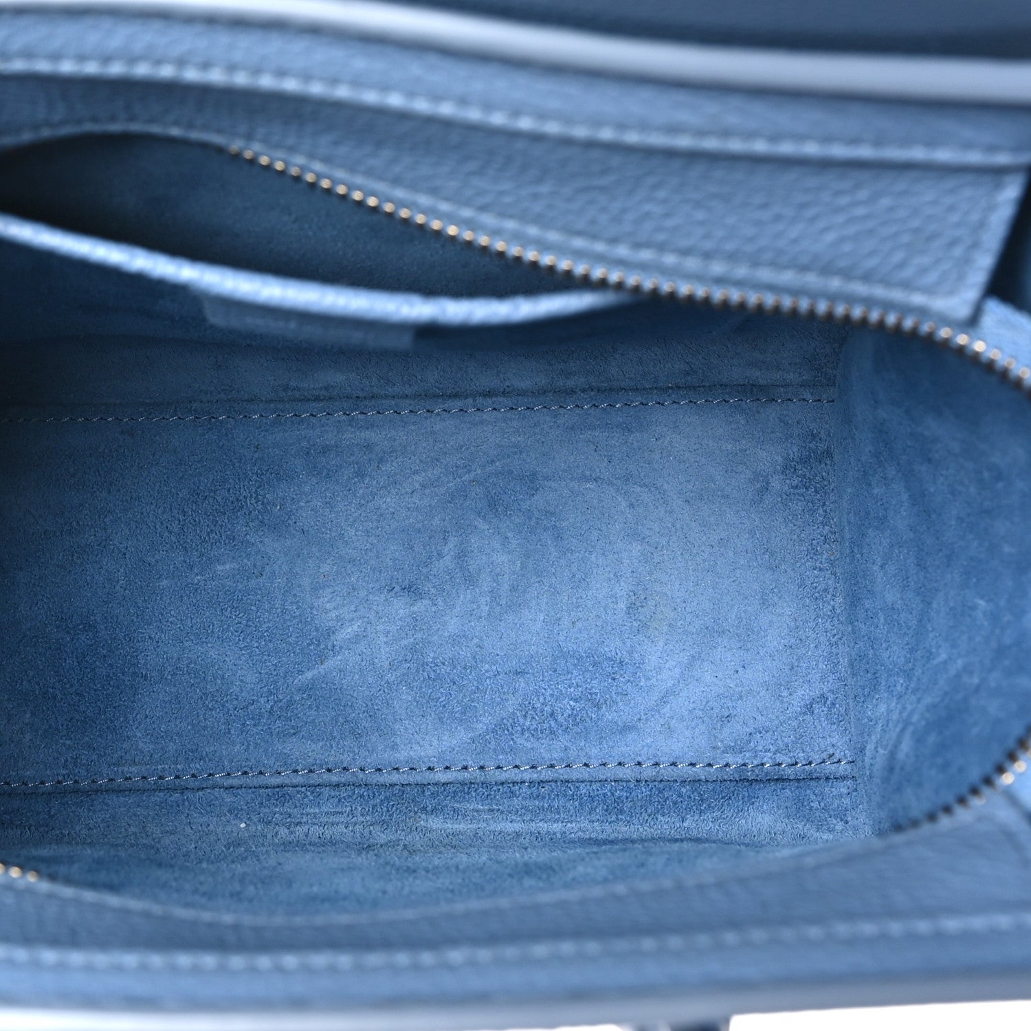 Celine Drummed Calfskin Nano Luggage Azure 5 of 10