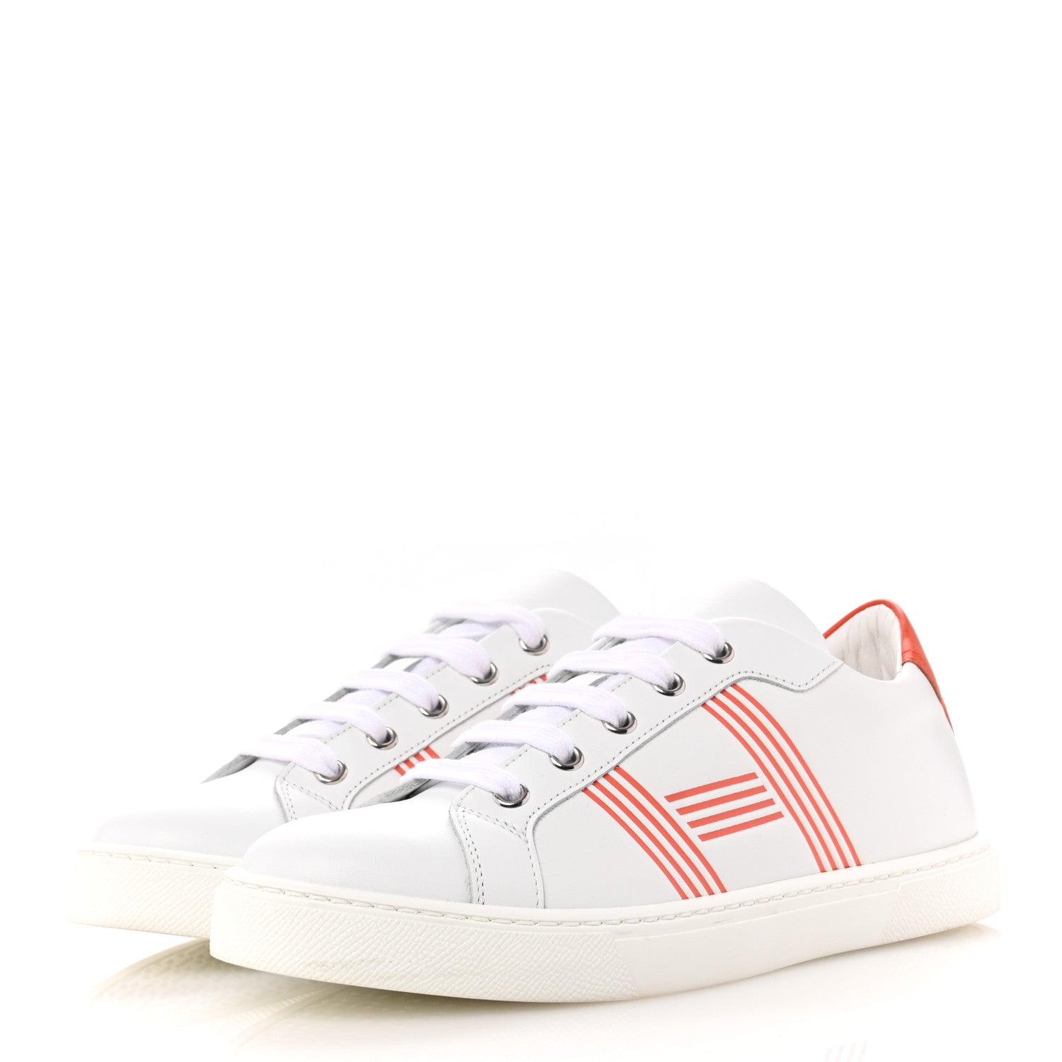 Hermes Calfskin Womens Advantage Sneakers 36 White Orange 4 of 13